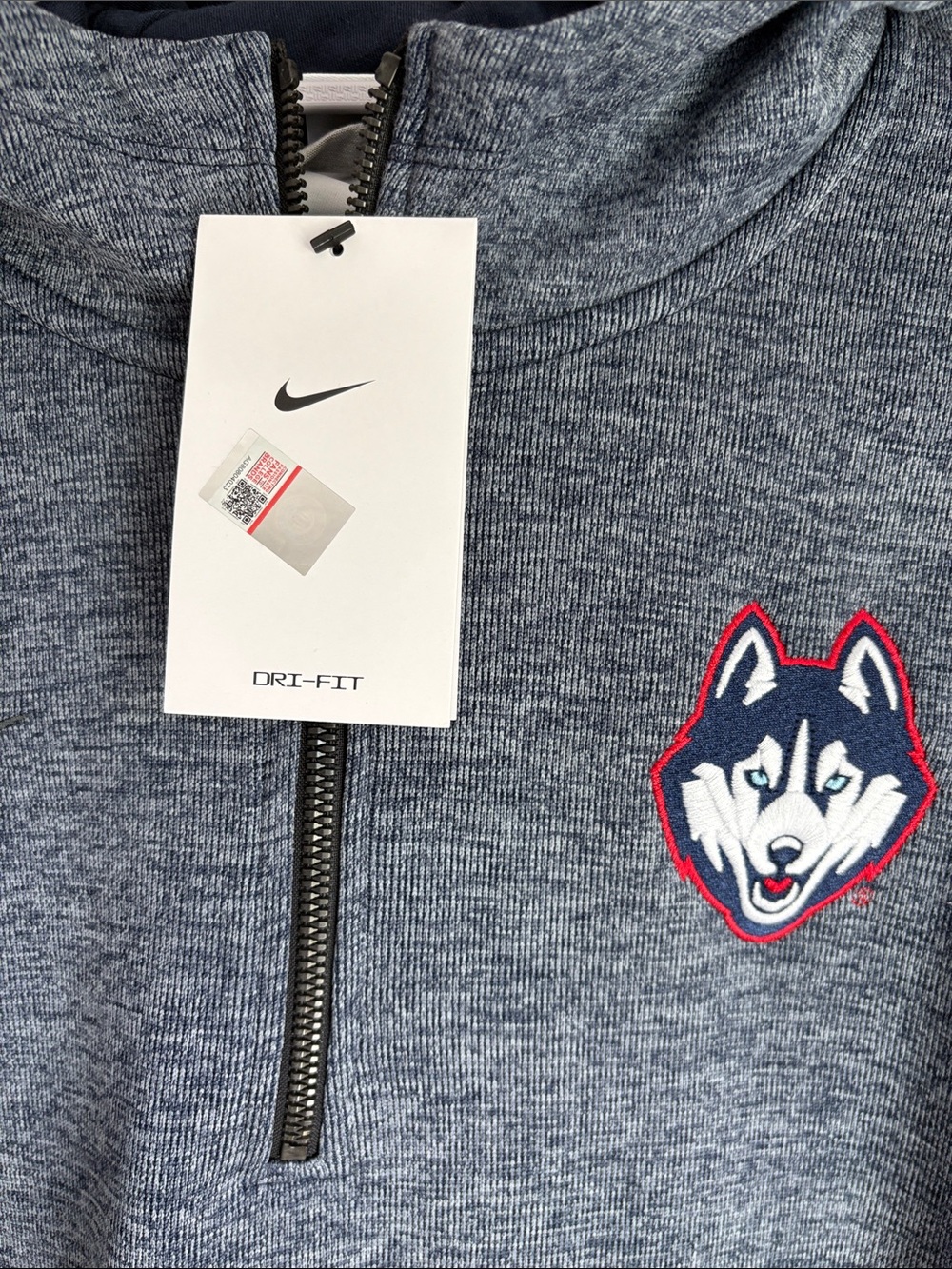 Nike Men's UCONN Quarter-Zip Hoodie with Huskies Emblem - Picture 2 of 5